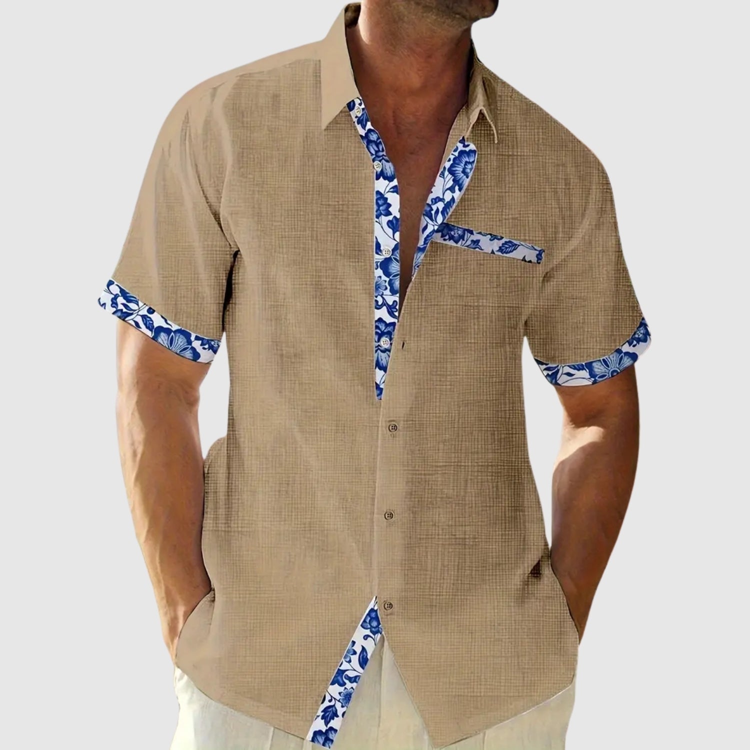 Angelo - Camicia a maniche corte con dettagli a contrasto