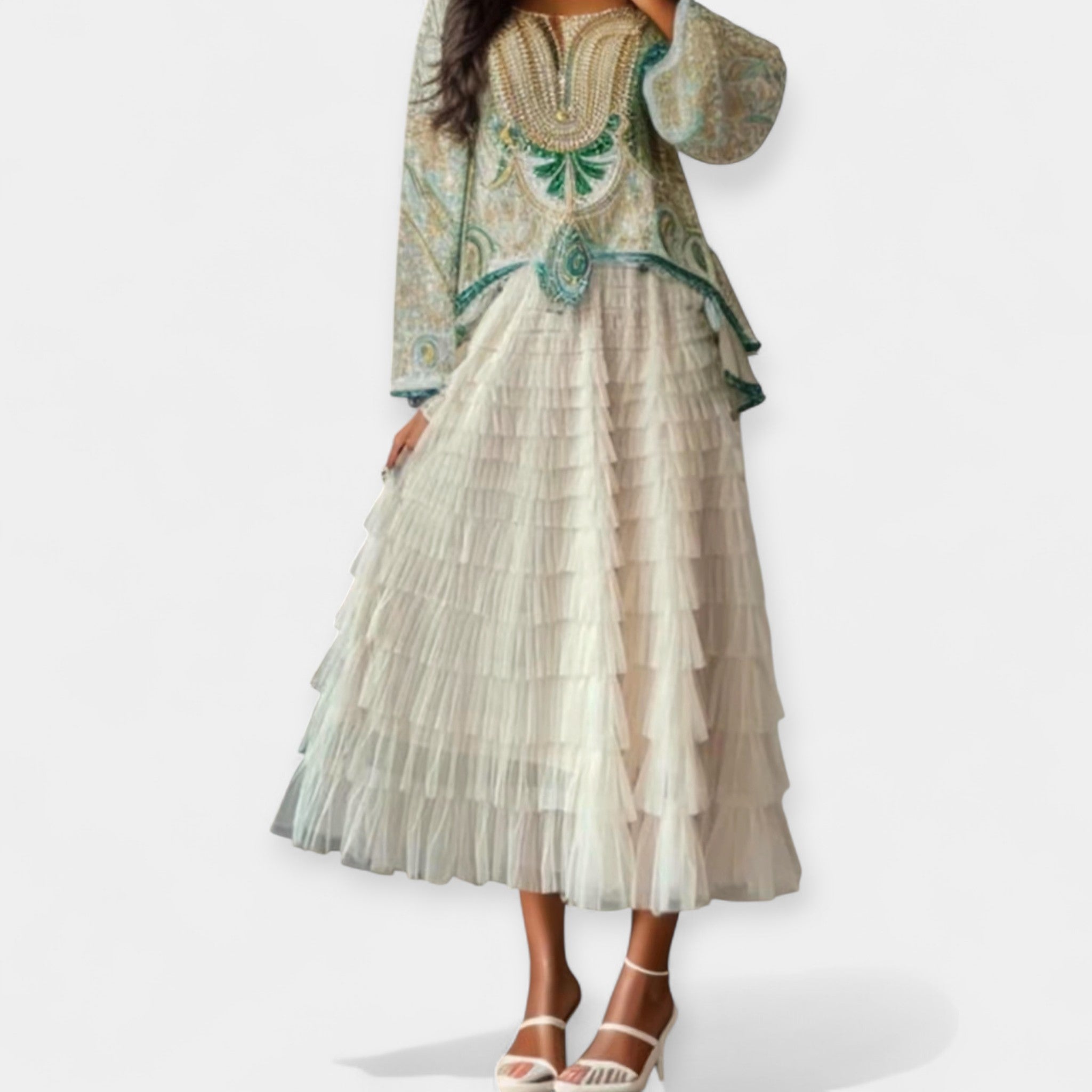 Cristina - Gonna elegante con dettaglio decorativo in tulle