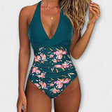 Fiorenza - Costume da bagno elegante da donna con scollo a V