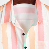 Camicia estiva da uomo a righe rosa e bianche con taschino