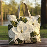 Borsa tote artigianale matelassé - Giglio bianco elegante