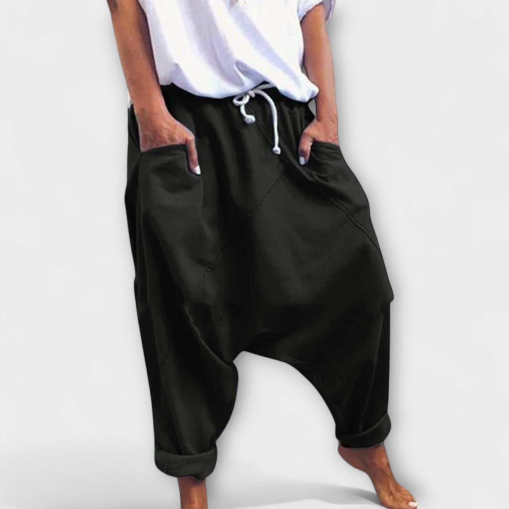Giorgia - Pantaloni harem ampi con coulisse
