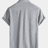 Camicia sportiva da uomo grigia a maniche corte