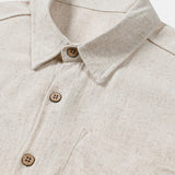Camicia sportiva da uomo beige a maniche corte