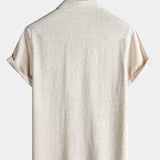 Camicia sportiva da uomo beige a maniche corte