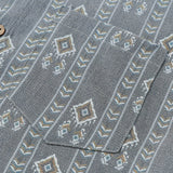 Camicia vintage da uomo grigia a righe verticali in stile azteco