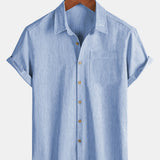 Camicia sportiva da uomo blu a maniche corte