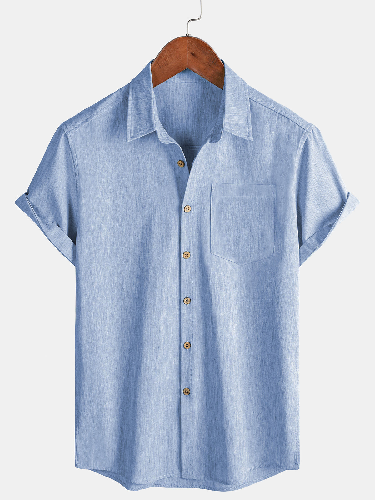 Camicia sportiva da uomo blu a maniche corte