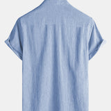 Camicia sportiva da uomo blu a maniche corte
