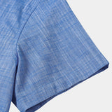 Camicia casual da uomo traspirante in cotone a maniche corte con due tasche