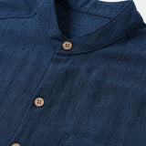 Camicia henley casual da uomo a maniche corte in tinta unita
