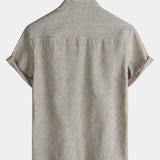 Camicia henley casual da uomo a maniche corte in tinta unita