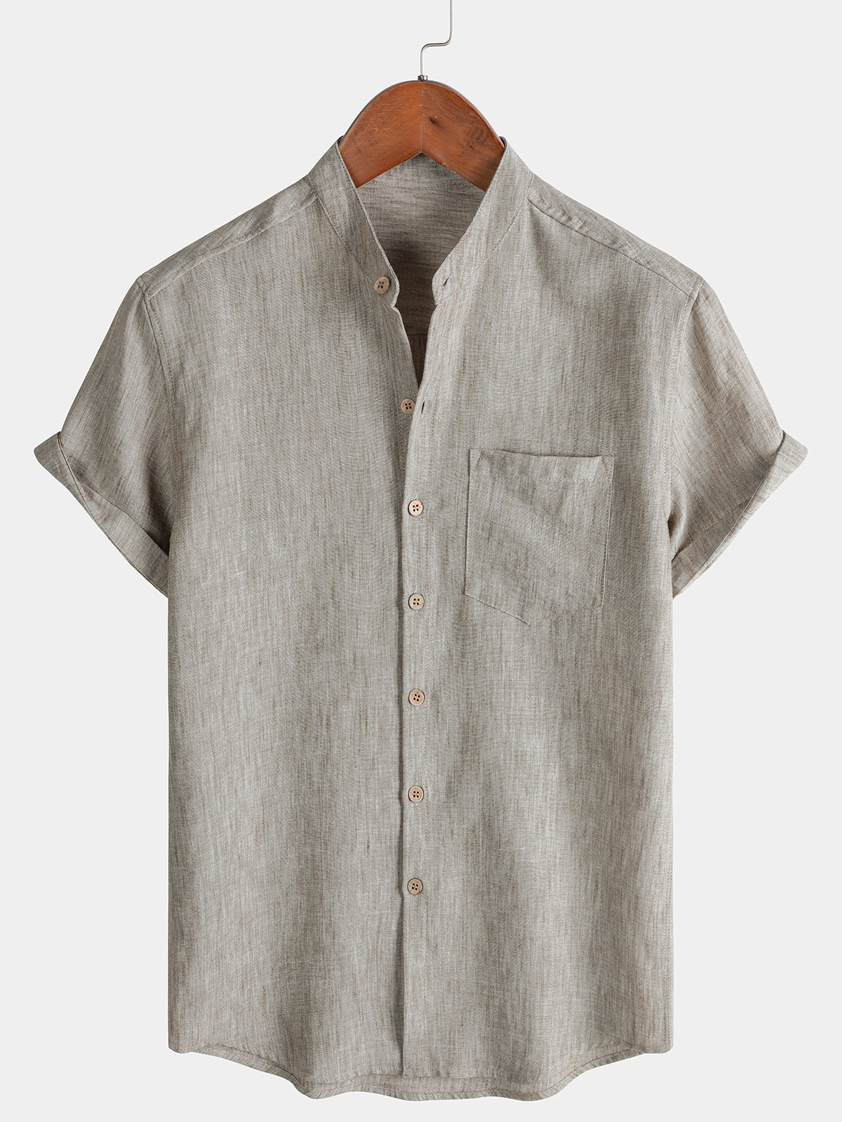 Camicia henley casual da uomo a maniche corte in tinta unita