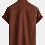 Camicia casual da uomo a maniche corte con bottoni
