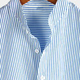 Camicia henley da uomo in cotone con collo alla coreana a righe verticali