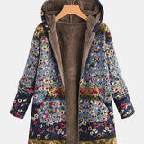 Elena - Felpa sherpa boho a fiori con cappuccio
