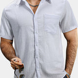 Camicia estiva da uomo in tinta unita con taschino