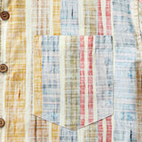 Camicia da uomo in cotone a righe verticali traspirante a maniche corte