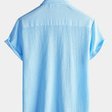Camicia estiva da uomo in tinta unita con taschino