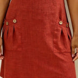 Vestito in lino da donna con taglio ad A e chiusura con zip