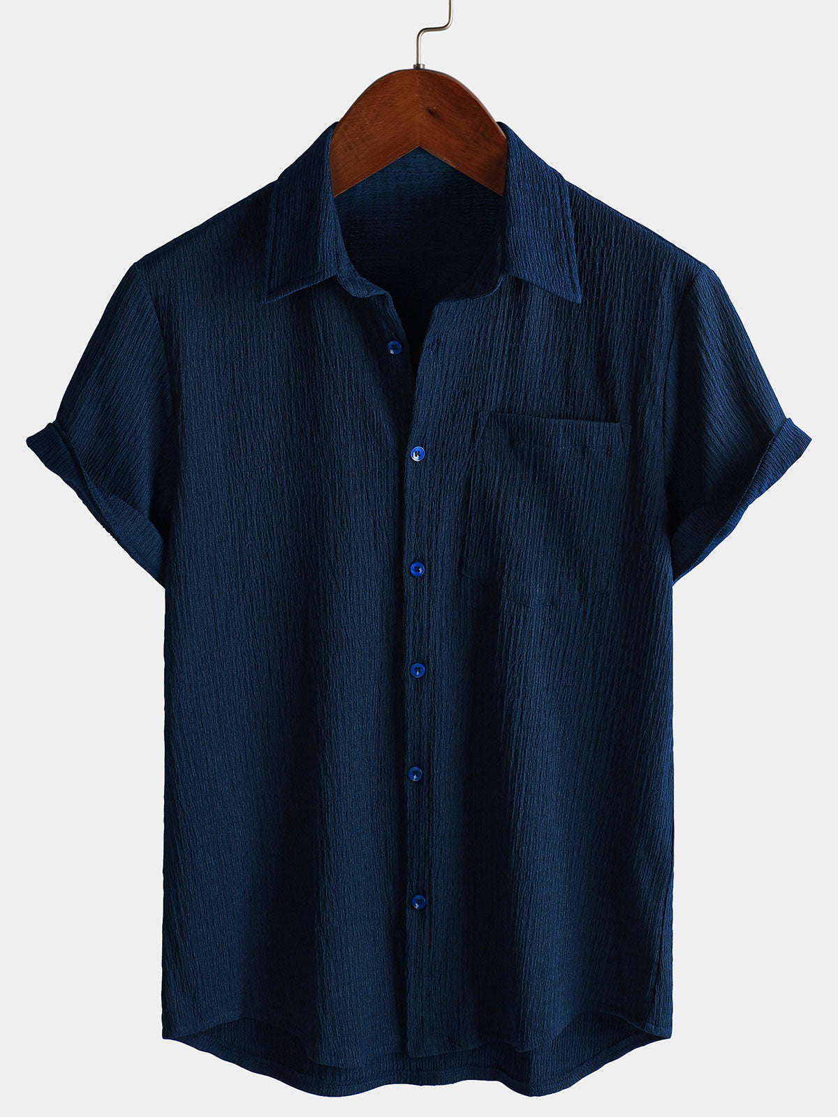 Camicia estiva da uomo in tinta unita con taschino