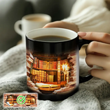 Tazza termica magica in ceramica con motivo libreria