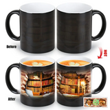 Tazza termica magica in ceramica con motivo libreria