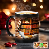 Tazza termica magica in ceramica con motivo libreria