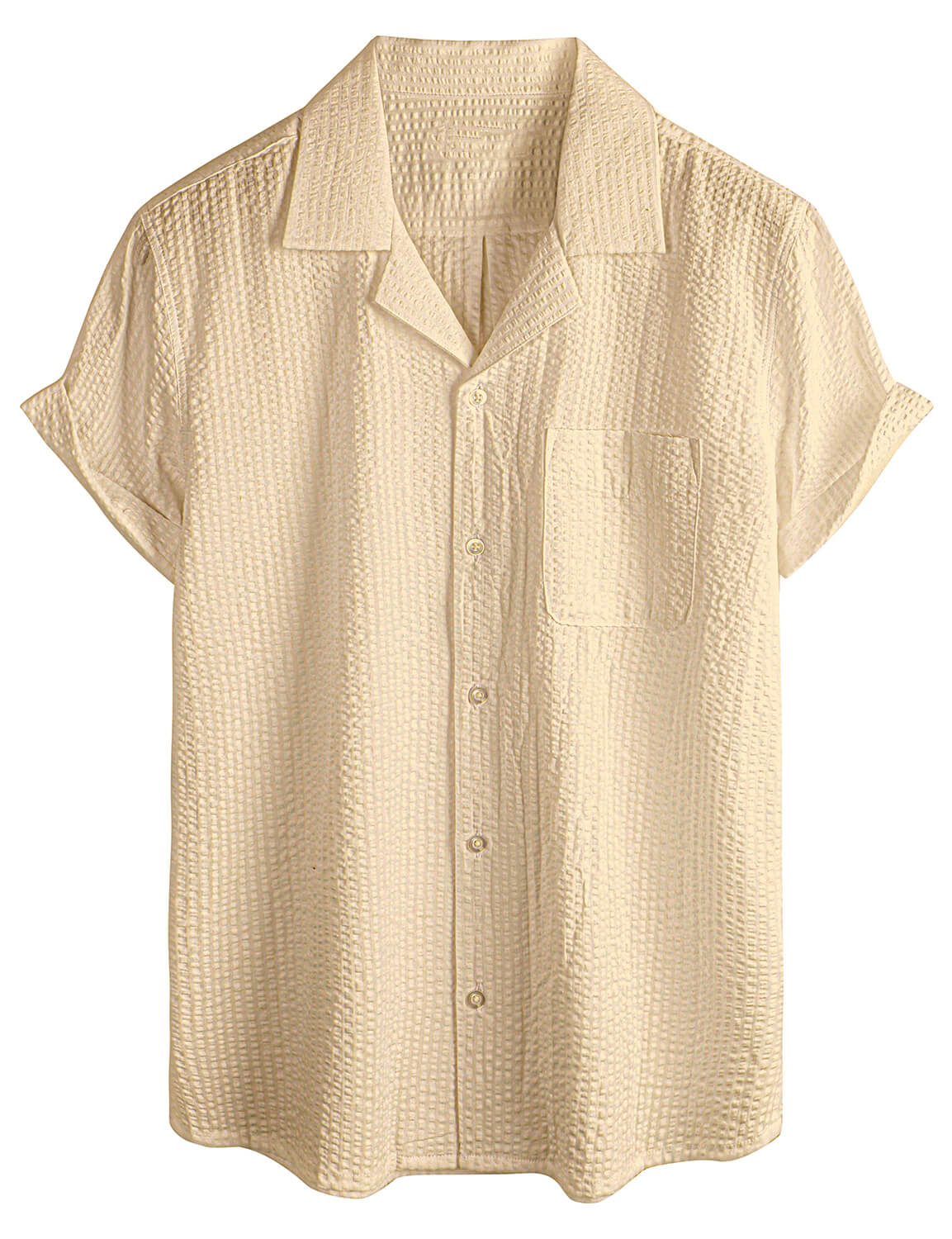 Camicia da spiaggia da uomo in cotone a maniche corte con taschino