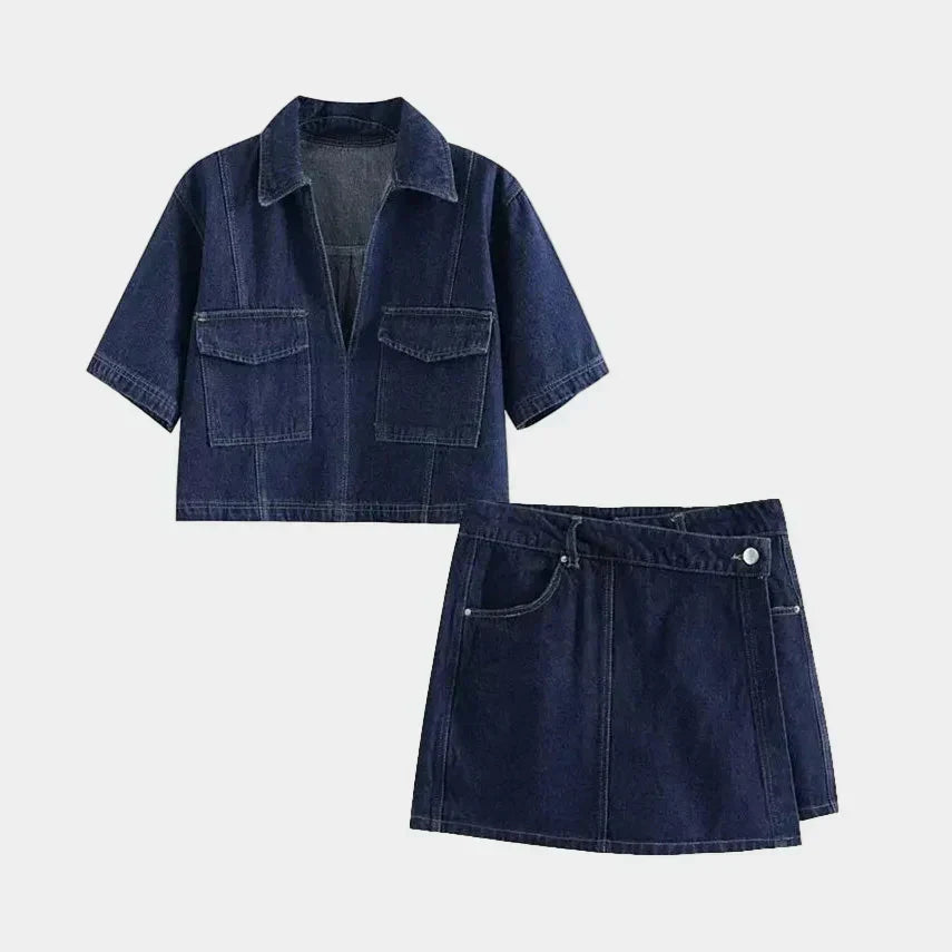 Giulia - Completo in denim con scollo a V
