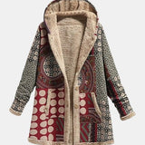 Scarlet - Cappotto sherpa geometrico bordeaux