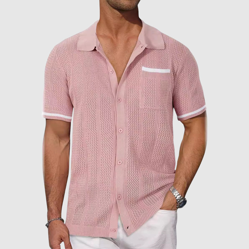 Claudio - Camicia con colletto camp a contrasto
