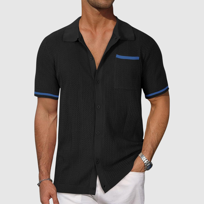 Claudio - Camicia con colletto camp a contrasto