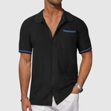 Claudio - Camicia con colletto camp a contrasto