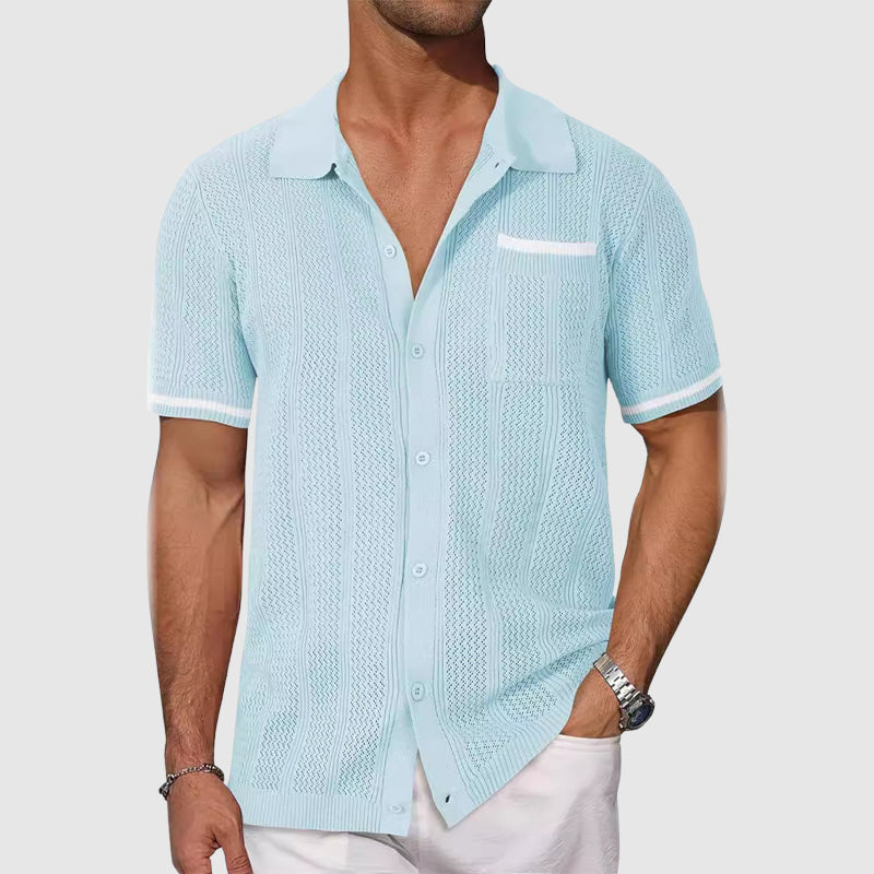 Claudio - Camicia con colletto camp a contrasto