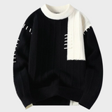 Maglione bicolore con cuciture a vista