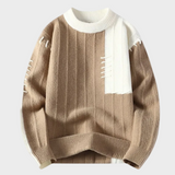 Maglione bicolore con cuciture a vista
