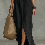 Elena Capri | Abito maxi nero lungo con bottoni