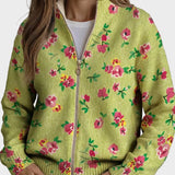 Costanza - Cardigan rosa a fiori con zip