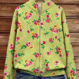 Costanza - Cardigan rosa a fiori con zip