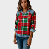 Ivy - Felpa da donna patchwork a quadri