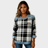 Ivy - Felpa da donna patchwork a quadri