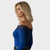 Stella - Blusa elegante in pizzo con motivo a stelle