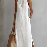 Elena Capri | Abito midi in lino con collo mao