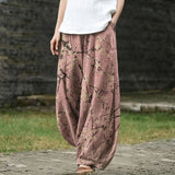 Fabiana - Pantaloni larghi con foglie rosa