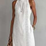 Elena Capri | Abito midi in lino con collo mao