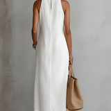 Elena Capri | Abito midi in lino con collo mao