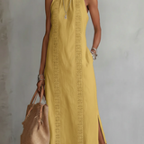 Elena Capri | Abito midi in lino con collo mao