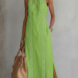 Elena Capri | Abito midi in lino con collo mao