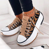 Sneakers con plateau in tela da donna con suola in gomma